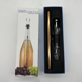 Wine Bottle Cooler Stick Stainless Steel Wine Chilling Rod Leakproof Wine Chiller Beer Beverage Frozening Stick Bar Tools (Option: Rose Gold-Box packing with wine stopper)