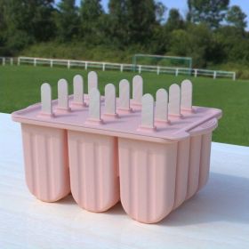 1pc New Summer Ice Cream Tools With Wooden Sticks Silicone Popsicle Molds Custom Mini Silicone Ice Cream Popsicle Mold (Color: pink)